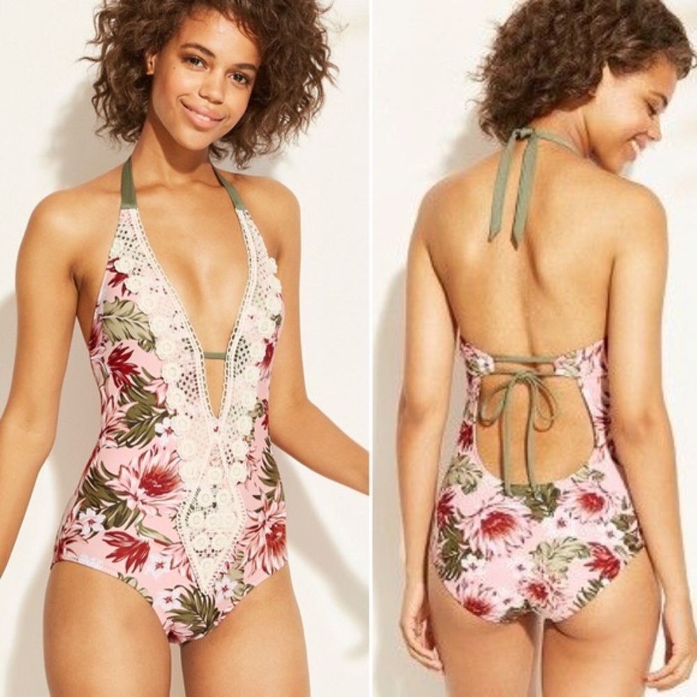 Kona Sol NWOT Tropical Crochet One Piece